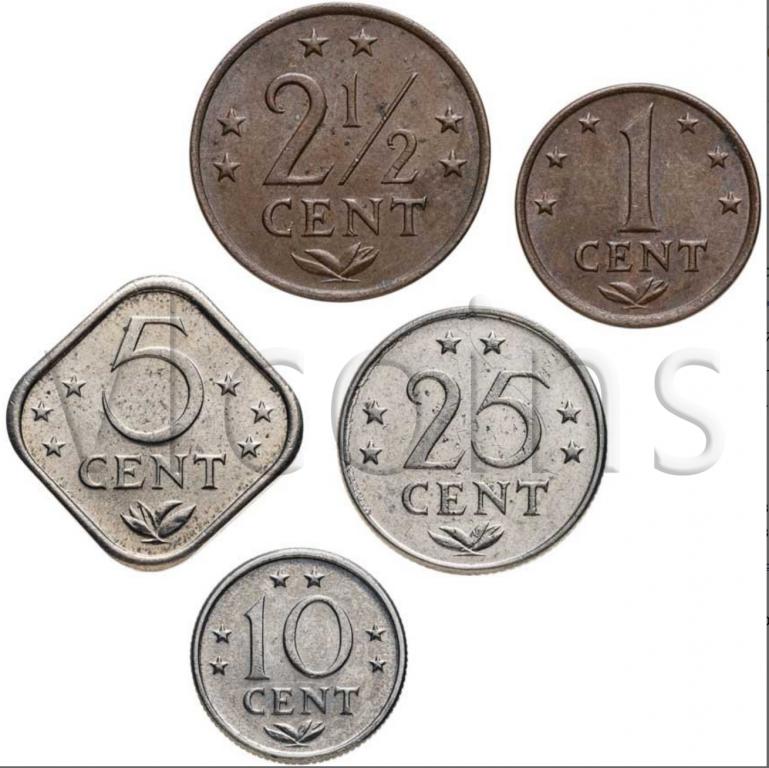 Нидерландские Антиллы набор 5 монет 1970 1978 XF UNC 108321