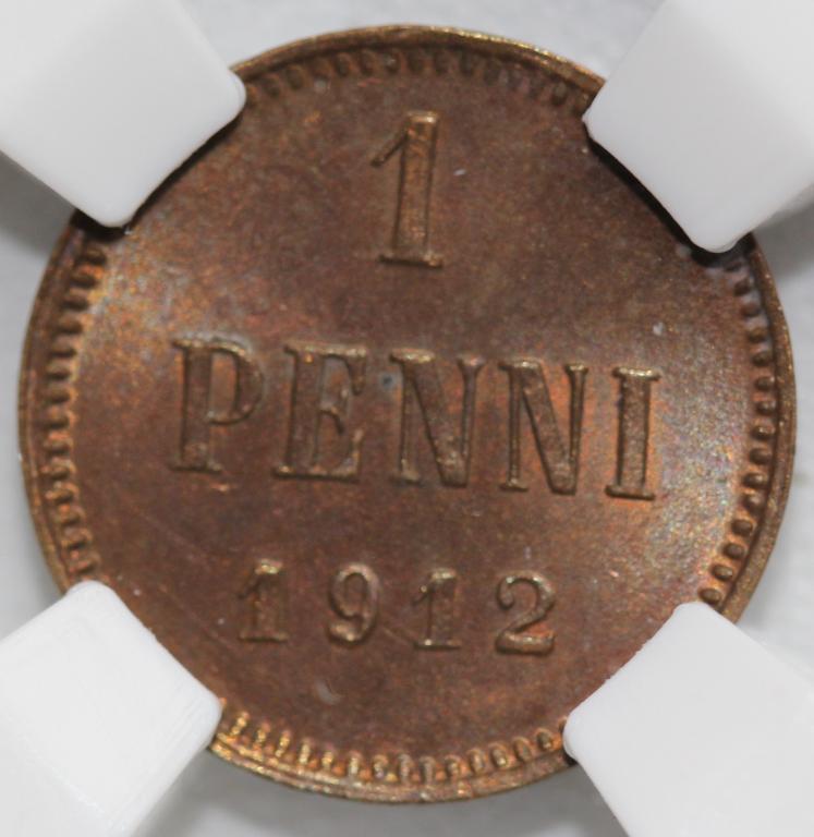 1 пенни 1912 Русская Финляндия слаб ННР MS 65 BN
