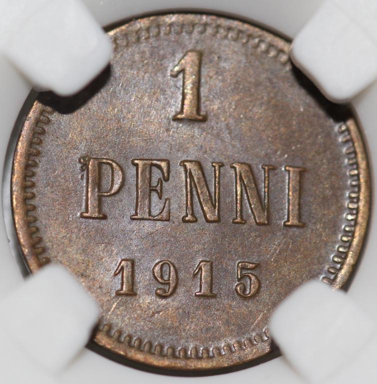 1 пенни 1915 Русская Финляндия слаб NGS MS 60 BN