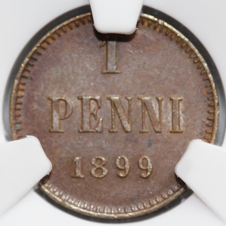 1 пенни 1899 Русская Финляндия слаб NGS MS 61 BN
