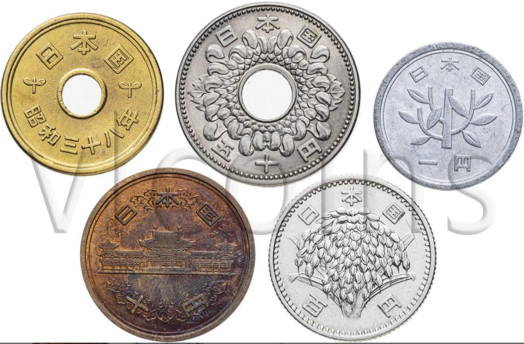 Япония набор 5 монет 1950 1989 XF UNC 108571