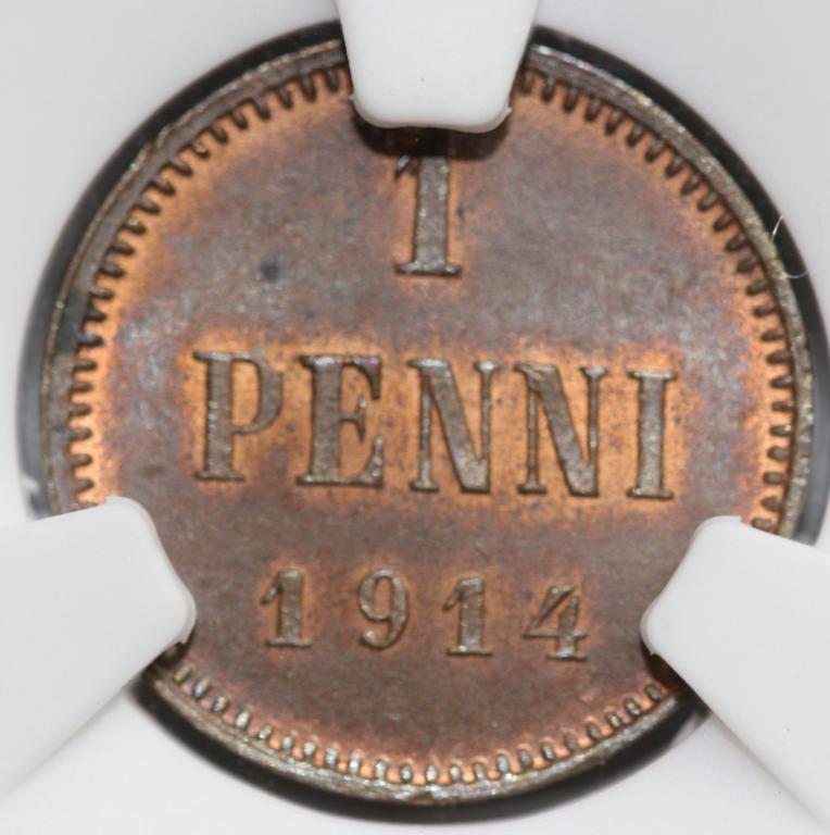 1 пенни 1914 Русская Финляндия слаб NGS MS 63 BN