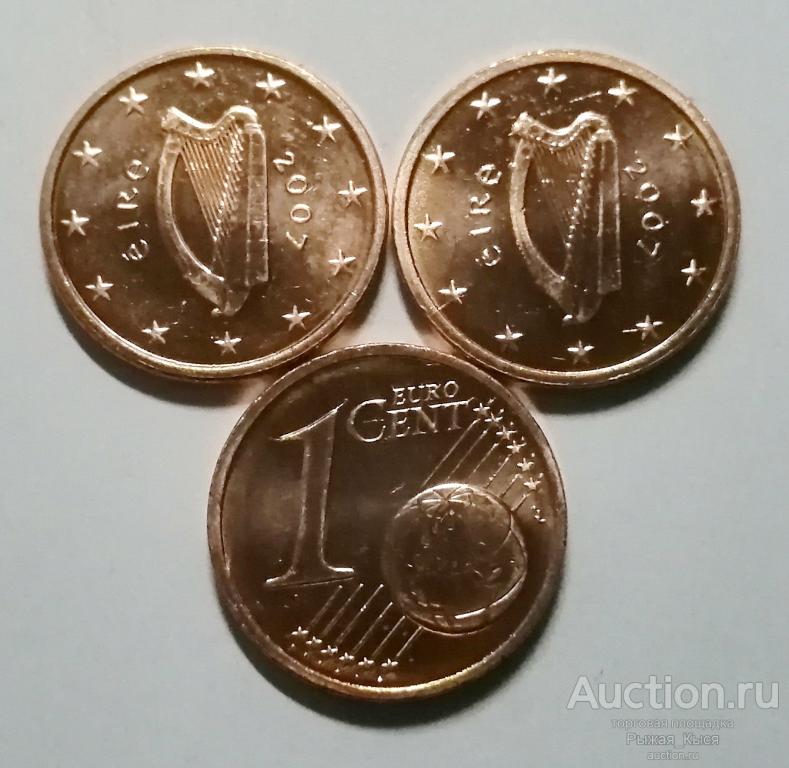 ИРЛАНДИЯ. 1 евроцент 2007 года UNC Штемпельный блеск. (90834) 1 монета