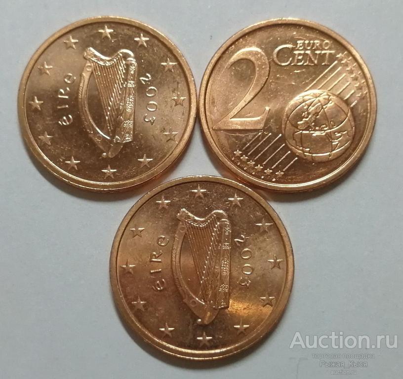ИРЛАНДИЯ. 2 евроцента 2003 года UNC Штемпельный блеск. (90826) 1 монета