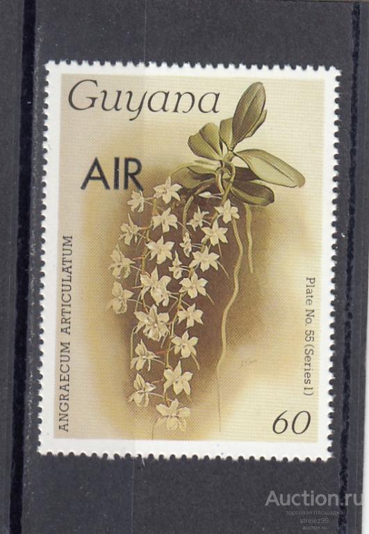 GUYANA  ГАЙАНА   Флора Цветы № 2060  Надпечатка  AIR  1987  10 Евро!!  Сост** MNH