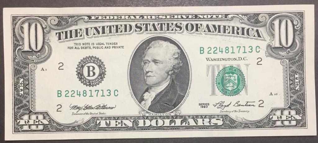 10 долларов 1993 год В 22481713 С США