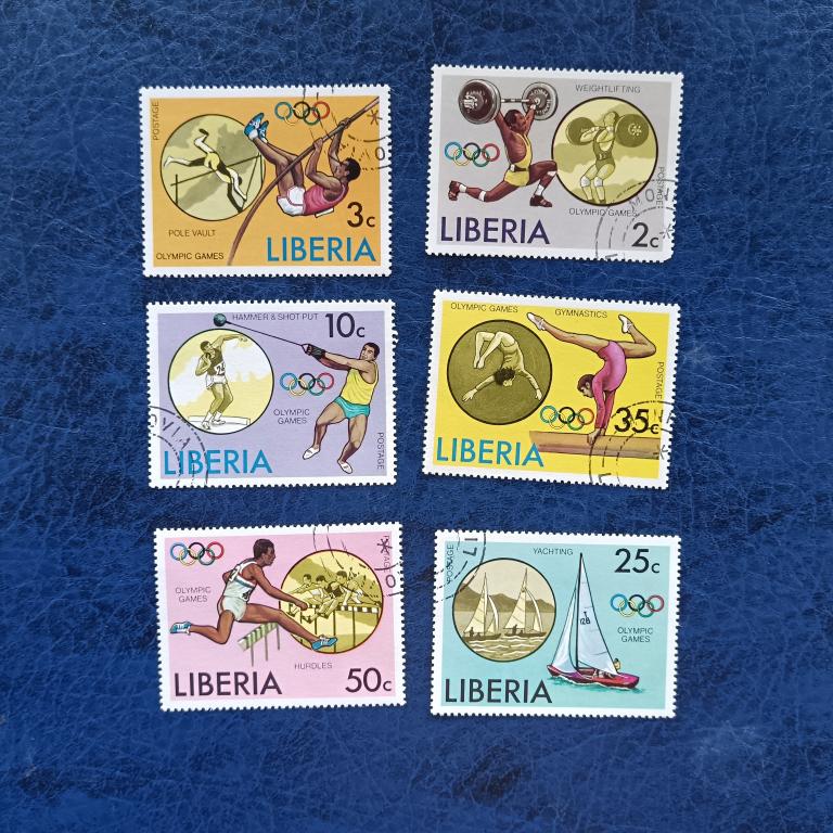 Марка Либерия 1976 год спорт  альбом 3 лист 7