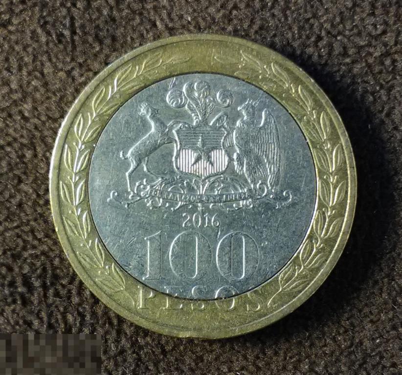 * Чили 100 Песо 2016 ! Монета ! 4