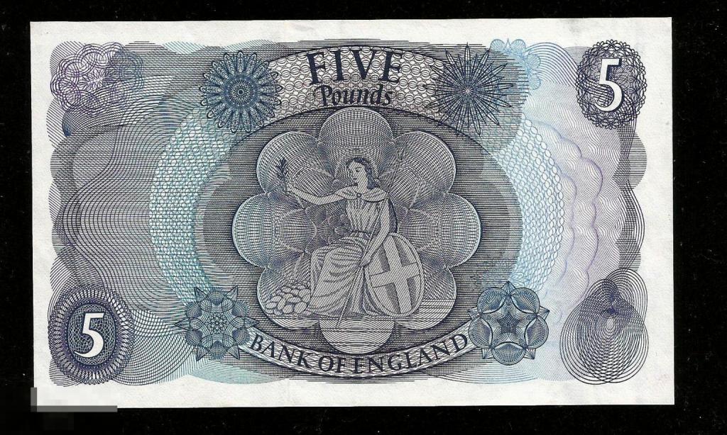 ✦ ▱ ✦ Англия Великобритания 5 Фунтов 1963 - 1971 ! UNC ! #14