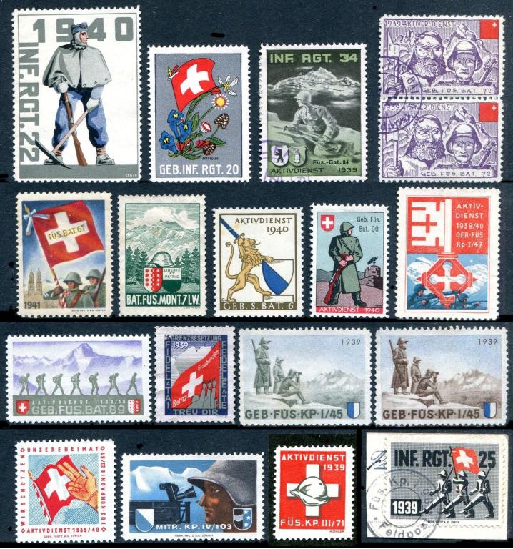 Швейцария 1939-1941 ВМВ военная полевая почта ПЕХОТА солдатские марки FELDPOST подборка **/*/(*)/⊗