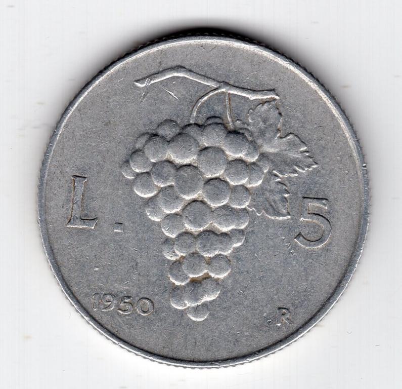 5 лир - Италия - 1950 - KM#89