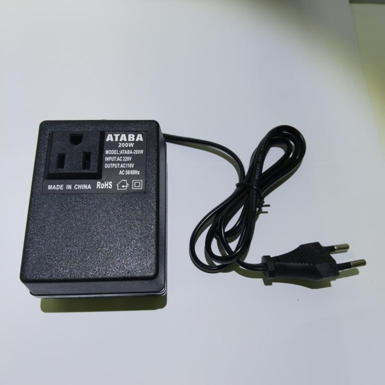 Адаптер питания ATABA - 200W, вход 220 В - выход 110 В, сделано в Китае.