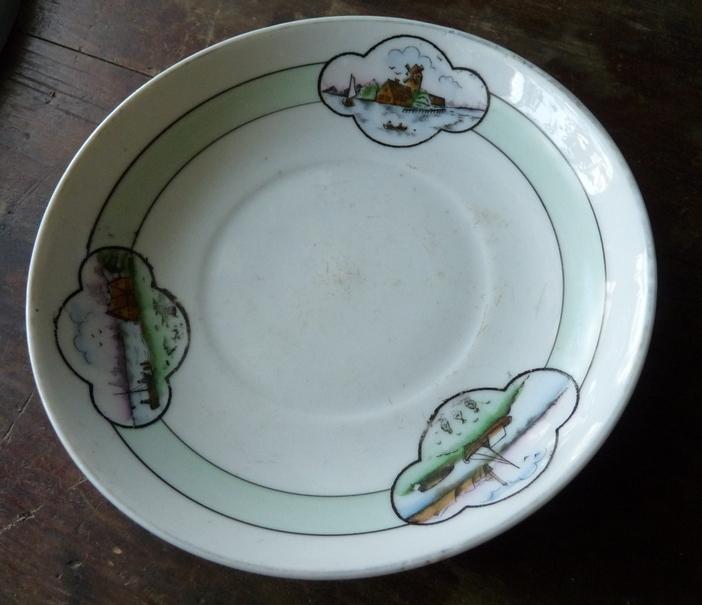 Блюдце "Рыбацкая деревня", завод Пролетарий, 1945-1946 гг