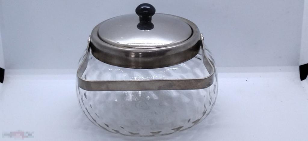 САХАРНИЦА С РУЧКОЙ . СТЕКЛО, МЕТАЛЛ СССР