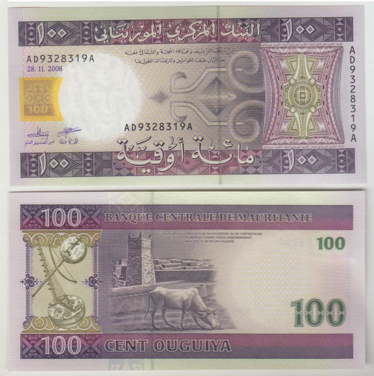 Мавритания 100 угия 2008 UNC