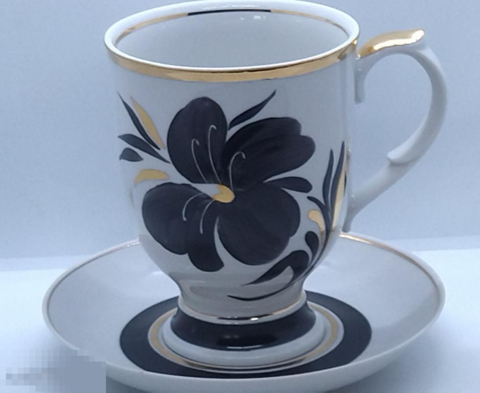 БОЛЬШАЯ ЧАЙНАЯ ПАРА   500 мл. ФАРФОР, РОСПИСЬ.ДУЛЕВО