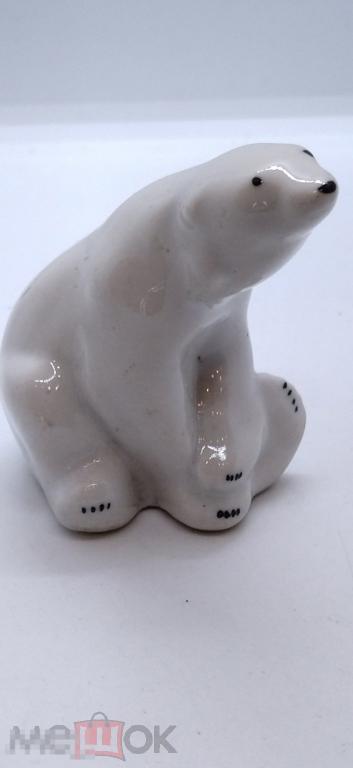 ФАРФОРОВАЯ СТАТУЭТКА "БЕЛЫЙ МЕДВЕДЬ" 1950 годы ЛФЗ СССР