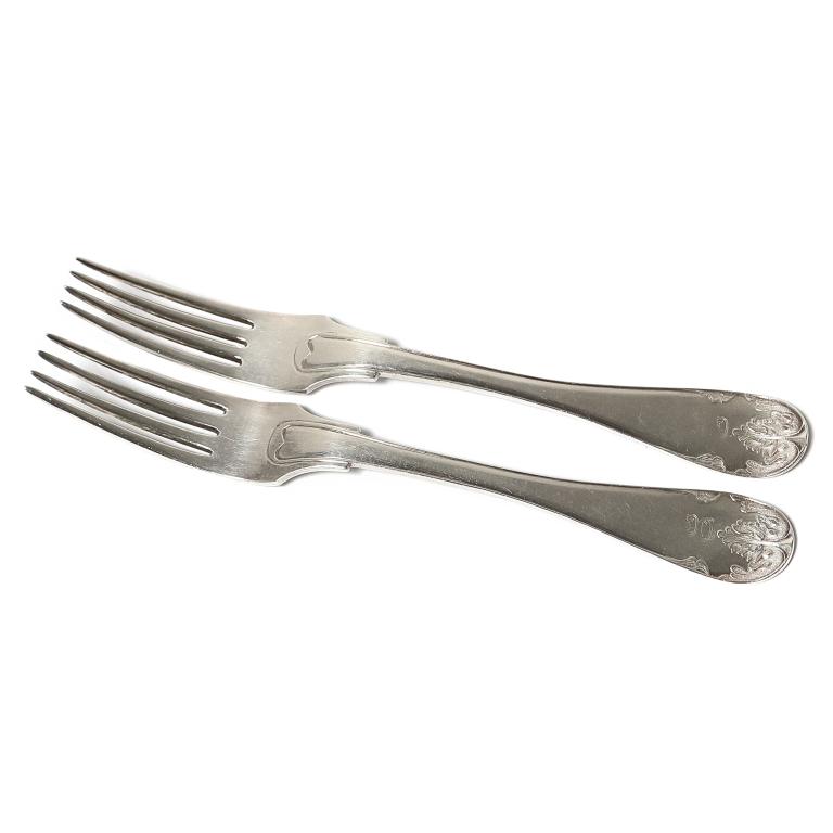 Серебряные обеденные вилки, 2 шт. Швеция, 1858 год
