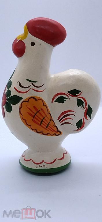 ПЕТУХ, ПЕТУШОК  16 см, ПРЕСС ОПИЛКИ РУЧНАЯ РОСПИСЬ. СССР 1970-е гг
