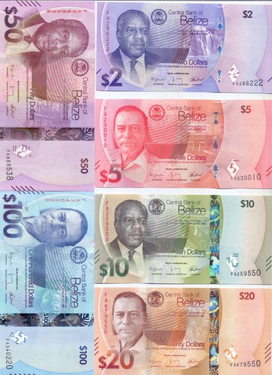 2, 5, 10, 20, 50, 100 ДОЛЛАРОВ, БЕЛИЗ, 2025 ГОД, НОВИНКА, UNC