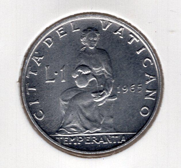 1 лира - Ватикан - 1965 - KM#76.2 - UNC