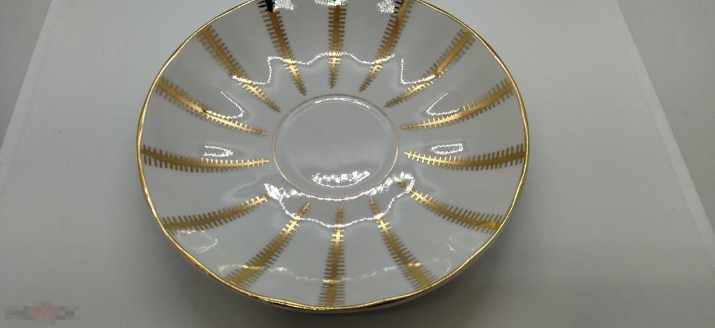 РЕДКОЕ БЛЮДЦЕ 16 см  КАКТУС форма ТЮЛЬПАН ЛФЗ  ПОЗОЛОТА 1960-е гг