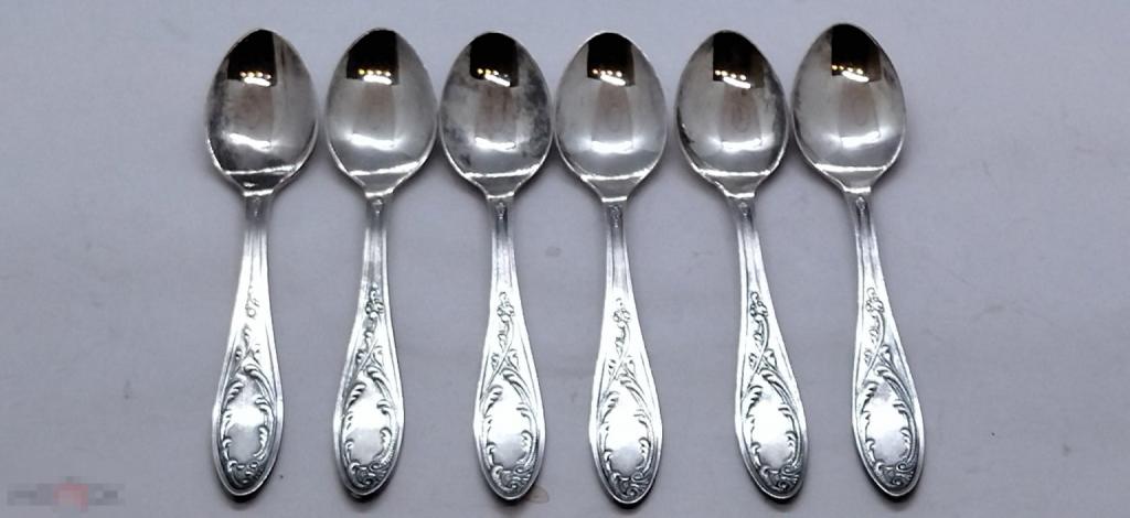 КОФЕЙНЫЕ ЛОЖКИ ПЛАМЯ 6 шт.МЕЛЬХИОР  СССР НОВЫЕ!