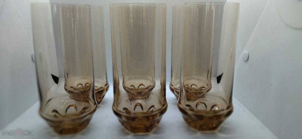 НАБОР КОКТЕЙЛЬНЫХ СТАКАНОВ 6 шт. ЦВЕТНОЕ СТЕКЛО. ВИНТАЖ 300 мл.