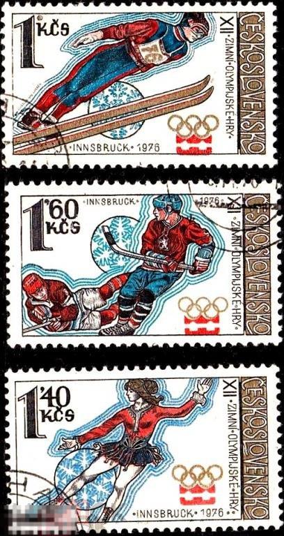 Чехословакия 1976 Спорт - Олимпиада в Инсбруке (Полная серия из 3 марок)