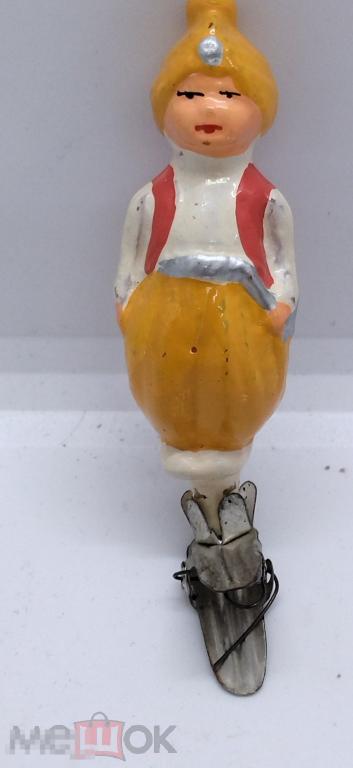 ЁЛОЧНАЯ ИГРУШКА «МАЛЕНЬКИЙ МУК » СТЕКЛО НА ПРИЩЕПКЕ СССР!