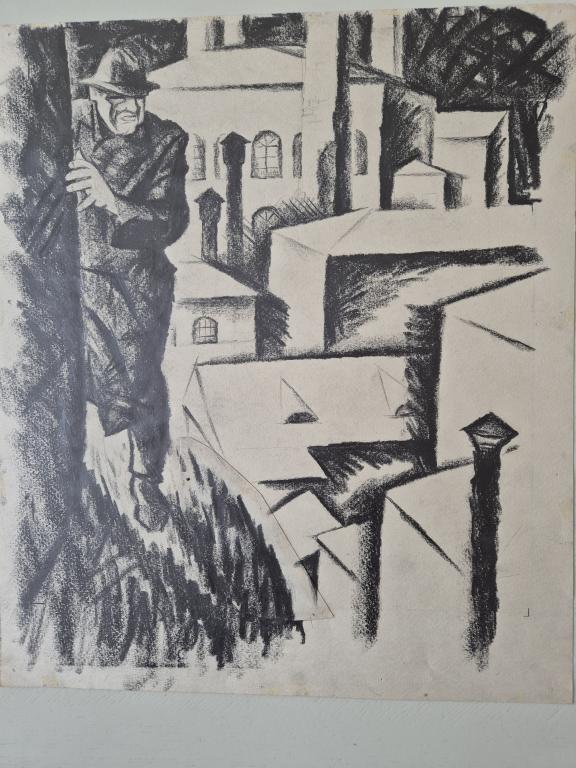 Зыков А.И. (1930-2008) На крыше. Иллюстрация к трилогии М.Горького