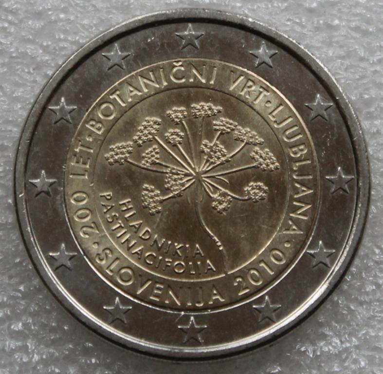 Словения 2 евро 2010 г. 200 лет Ботаническому саду Любляны UNC