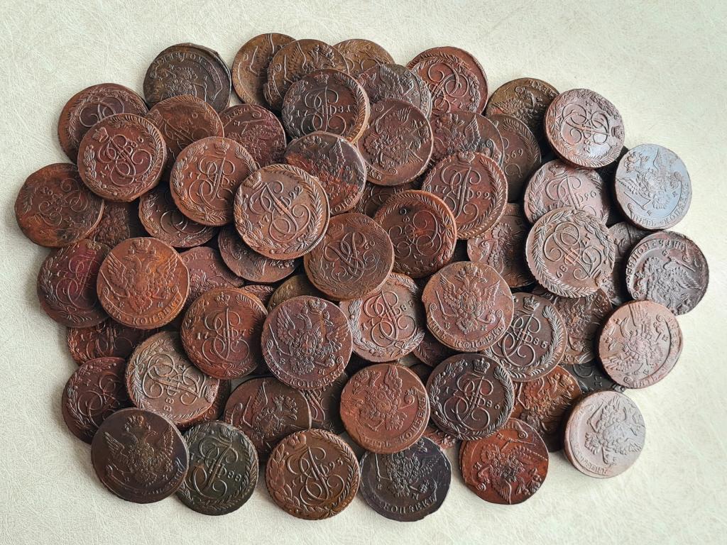 5 копеек ем , лот 74 монеты XF-AU