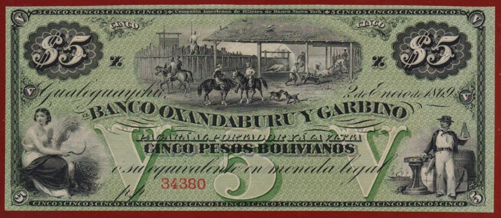 Аргентина 1869 г. 5 песо UNC