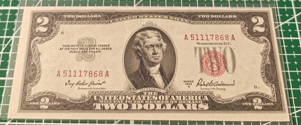 Банкнота 2 доллара США 1953 года серии А