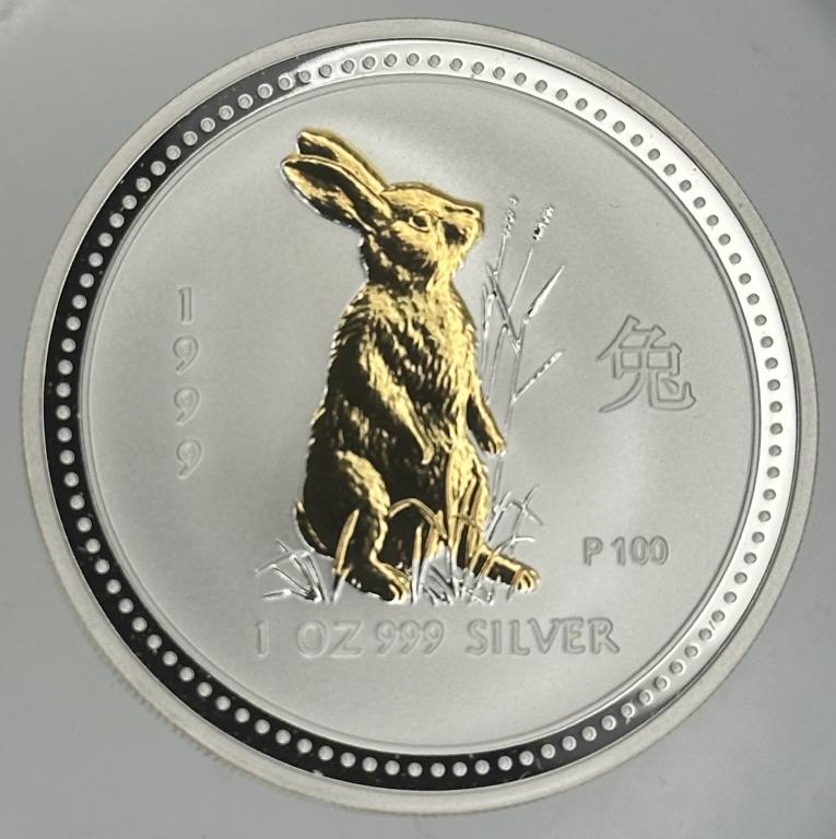 Австралия 1 доллар 1999 Год кролика очень редкая! Proof KM#502