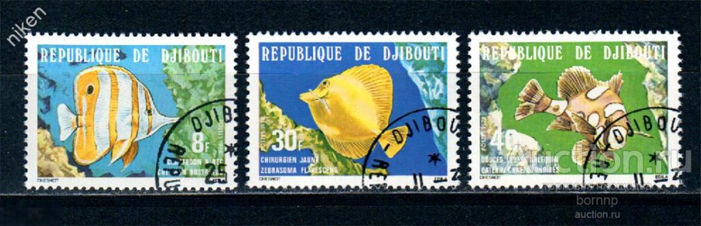 ДЖИБУТИ 1978 ФАУНА МОРЯ АКВАРИУМНЫЕ РЫБЫ 4-33А