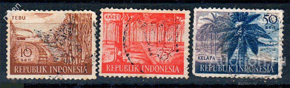 ИНДОНЕЗИЯ 1960 ФЛОРА РАСТЕНИЯ ДЕРЕВЬЯ САХАРНЫЙ ТРОСТНИК ПАРОВОЗ 59-197