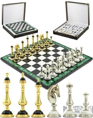 Шахматы подарочные из малахита ГРОССМЕЙСТЕР 037.rk2727