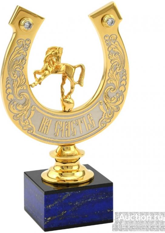 Сувенир ПОДКОВА С ЛОШАДКОЙ НА СЧАСТЬЕ! на лазурите 037.rk0803-1