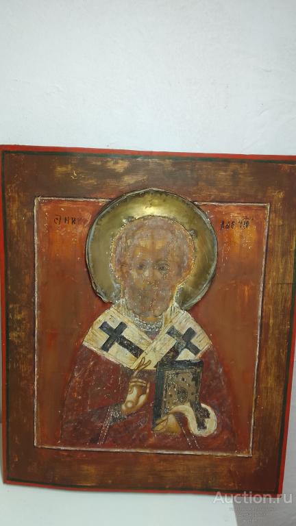 Икона Николай Чудотворец 19век 31х26. Ковчег.