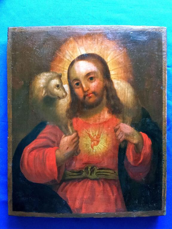 Икона старинная Иисус Добрый Пастырь! Редчайшая! 18/19 века!