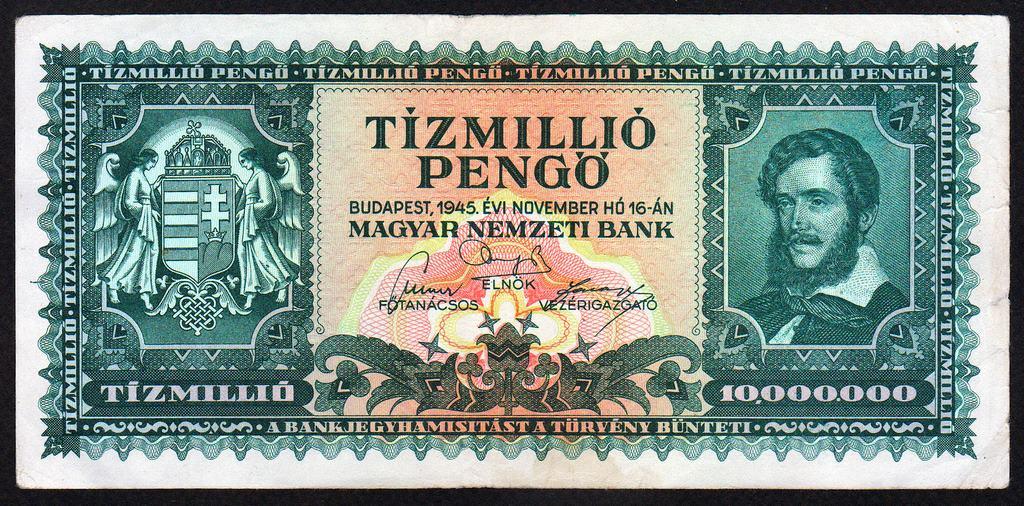 Венгрия 10000000 10 миллионов пенго 1945 год...VF