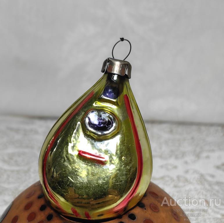 Елочная новогодняя игрушка стекло СССР  МАНДОЛИНА ЛЮТНЯ ДОМРА музыкальный инструмент