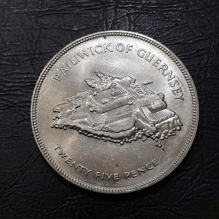 25 пенсов 1977 год Гернси (25 лет правления Королевы Елизаветы II).