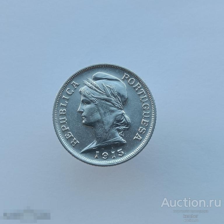 UNC, Португалия 10 сентаво 1915 серебро #p11