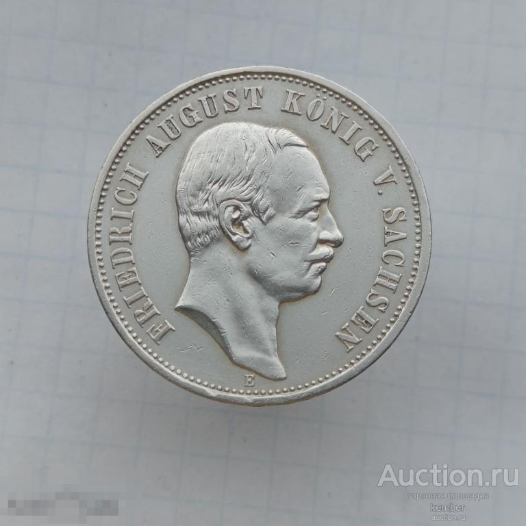 3 марки 1909 E Фридрих Август, германская империя, Саксония серебро #bs21