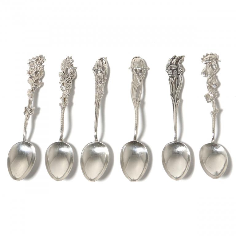 Серебряные кофейные ложки, 6 шт. Швеция, 1966 год