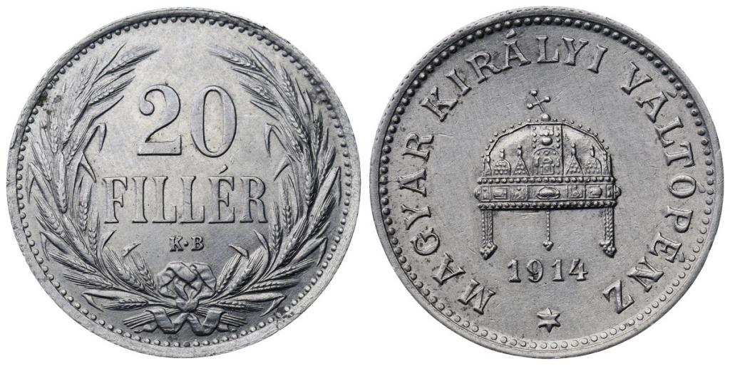 ВЕНГРИЯ 20 филлеров 1914 KB ННР UNC Det.