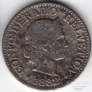 Швейцария 10 раппенов 1882 года.